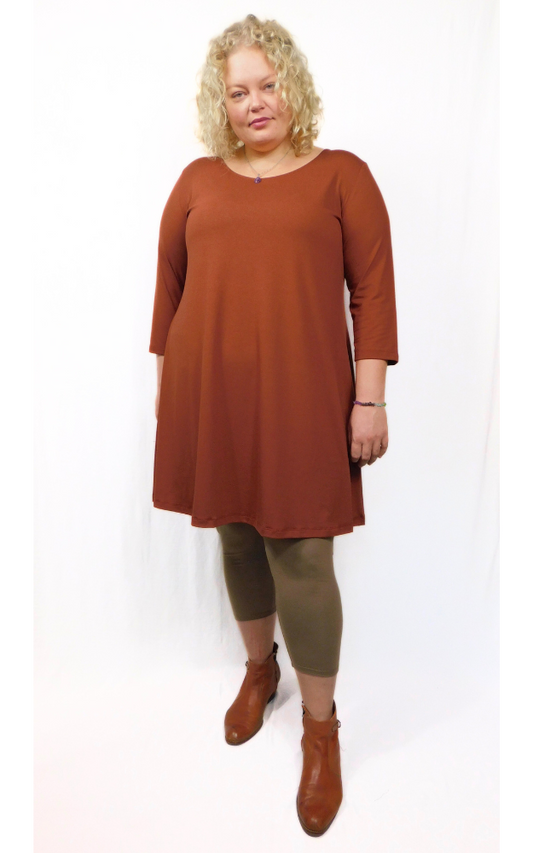 Bamboo Long Tunic Top - Chestnut - S-XXL