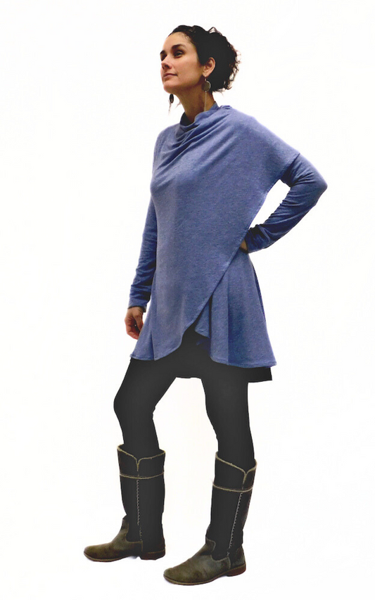 Merino Princess Wrap Cardigan - Heather Blue