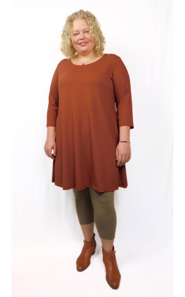 Bamboo Long Tunic Top - Chestnut - S-XXL