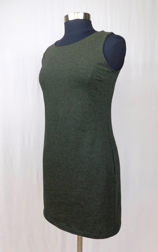 Bamboo Long Crew Slim Tunic Dress - Forest Green - 3XL