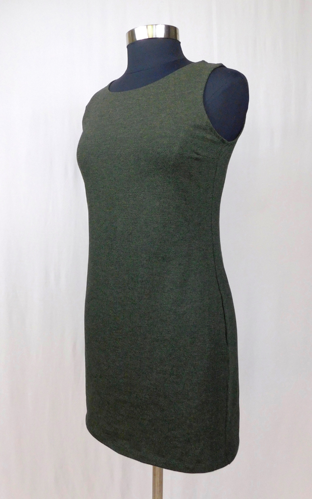 Bamboo Long Crew Slim Tunic Dress - Forest Green