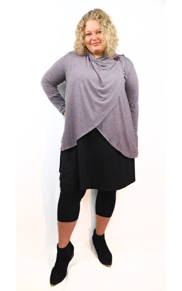 Tencel Merino Wool Fitted Short Cardigan Wrap - Heather Blue
