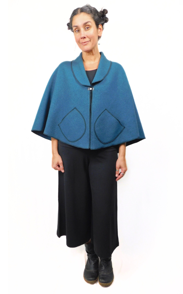 Merino Wool Cape Jacket Blue Coral Design Studio Manufacturer s Sa Brenda Laine Designs