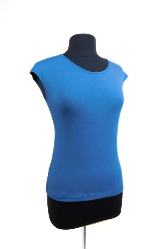 Stellar blue t-shirt on black dress form