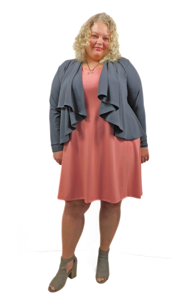 Sleeveless LONG Dress w/pockets -PLUS - Canyon (Peach)