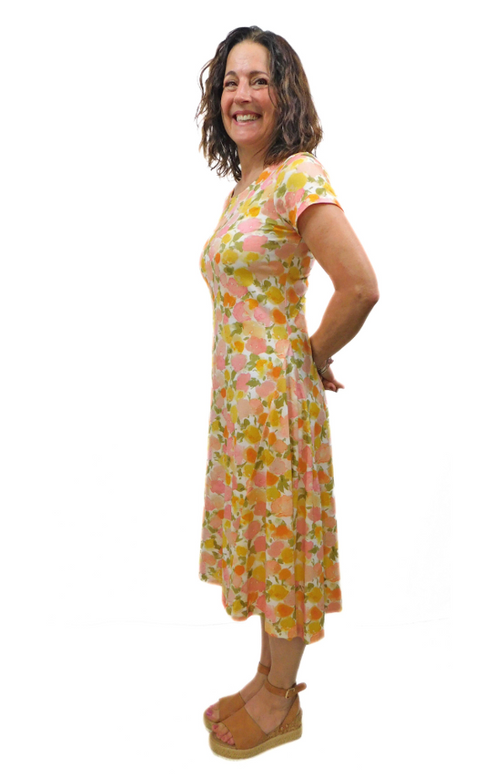 Viscose Semi Fitted Dress - Pink Print