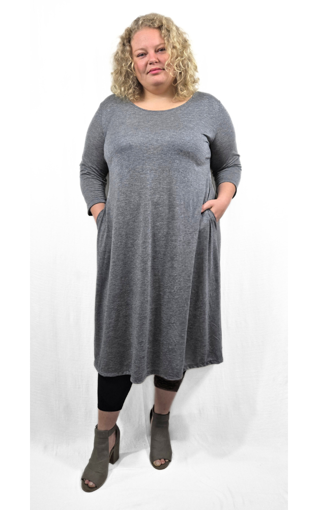 Blue Wrap & Charcoal Dress - L-3XL