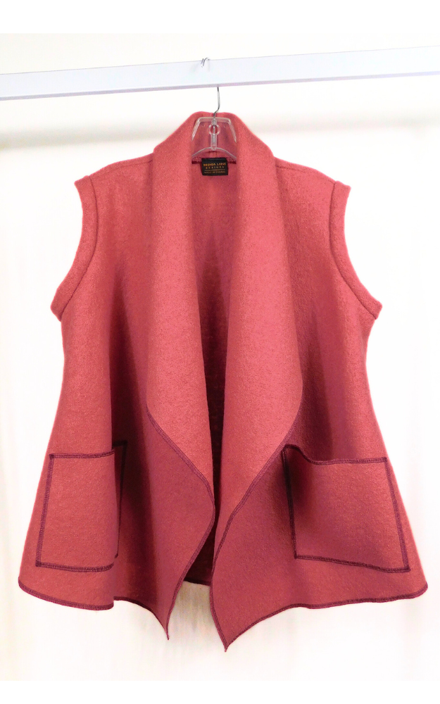 Boiled Wool Vest Jacket - Dusty Rose