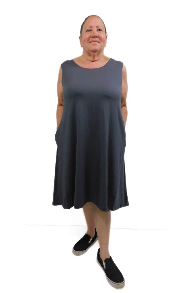 Sleeveless LONG Dress w/pockets -PLUS - Toffee