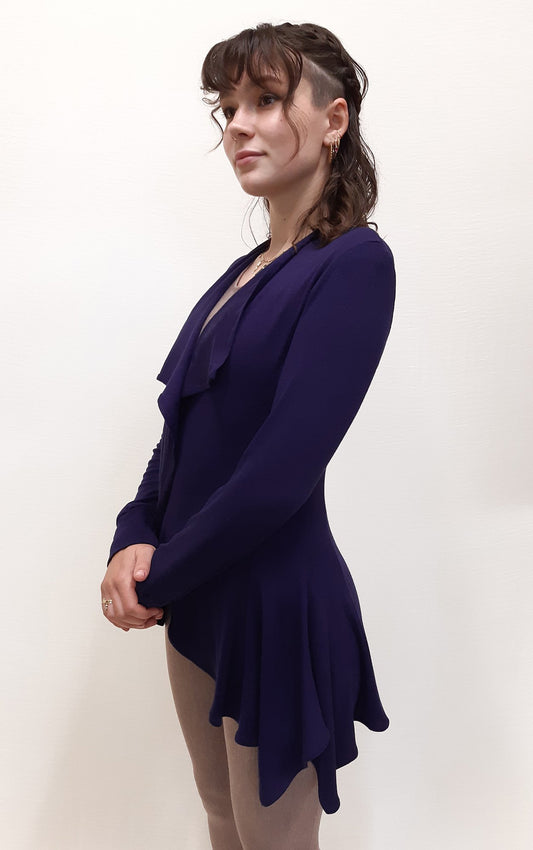 Bamboo Merino Panel Cardigan Deep Purple