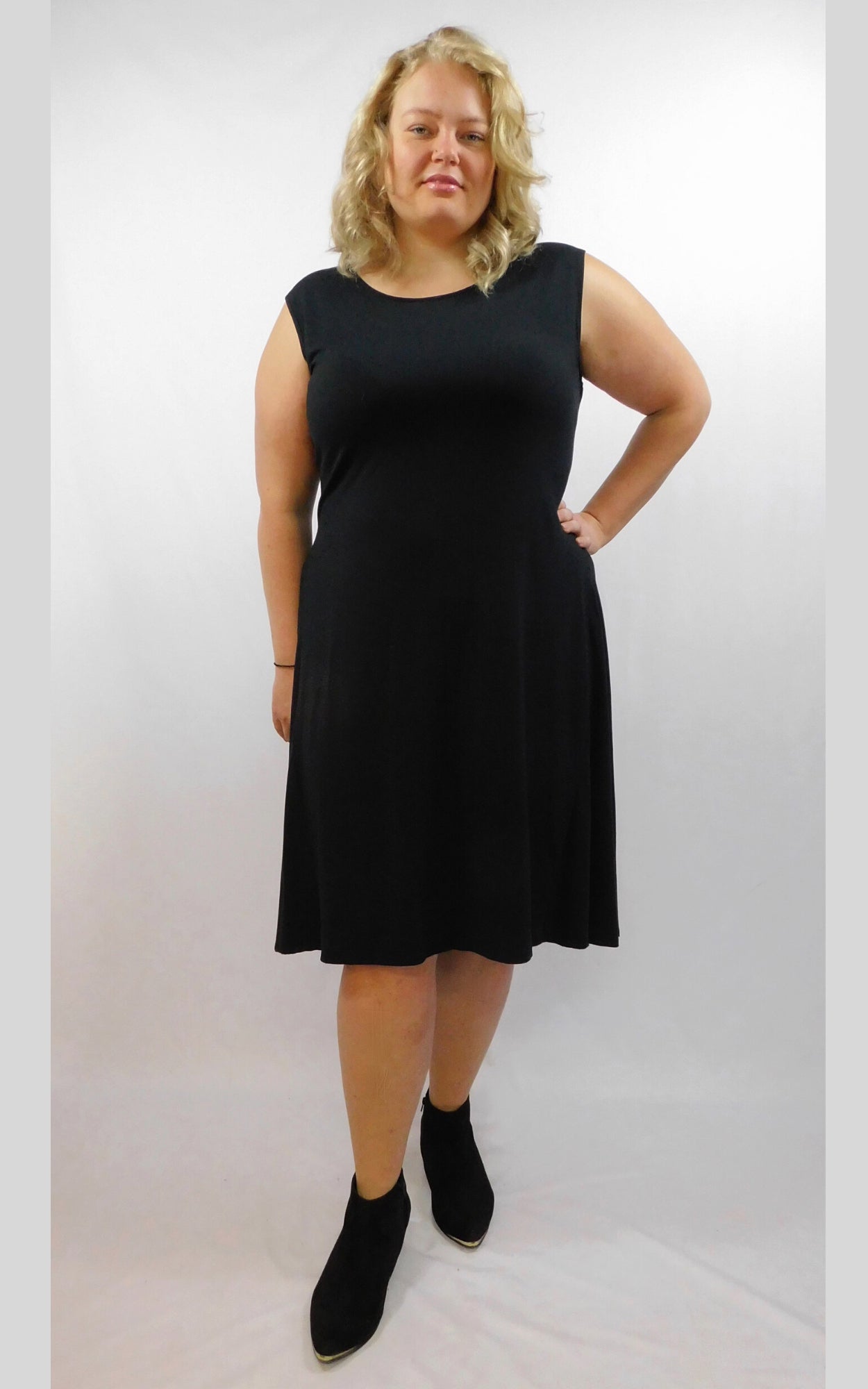 Bamboo Cotton Sleeveless Tank Dress - Black XXXL