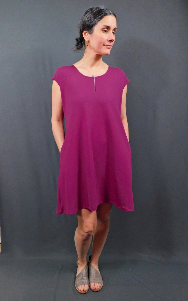 Hemp Organic Cotton Cap Sleeve Tunic w/Pockets BLACK CHERRY