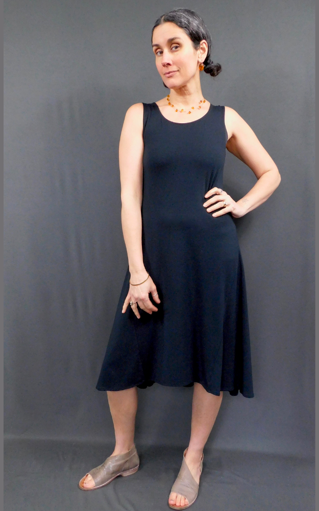 Bamboo Cotton Sleeveless Tank Dress - Black Bamboo Cotton Sleeveless Tank Dress - Black