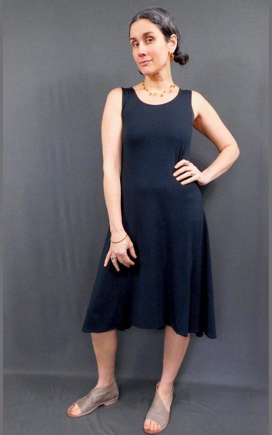 Bamboo Cotton Sleeveless Tank Dress - Black