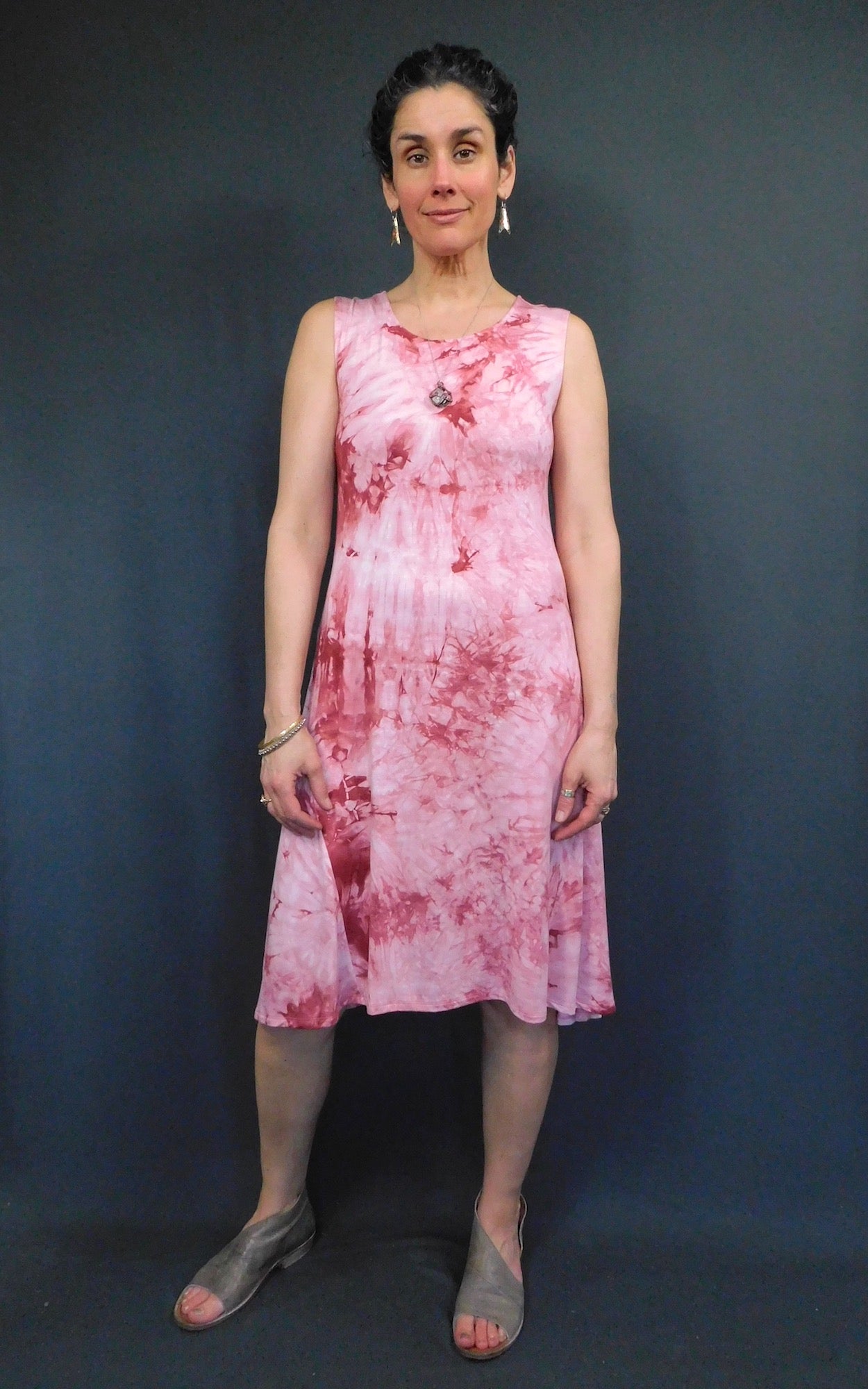 Bamboo Tie Dye Sleeveless Tank Dress - Sangria
