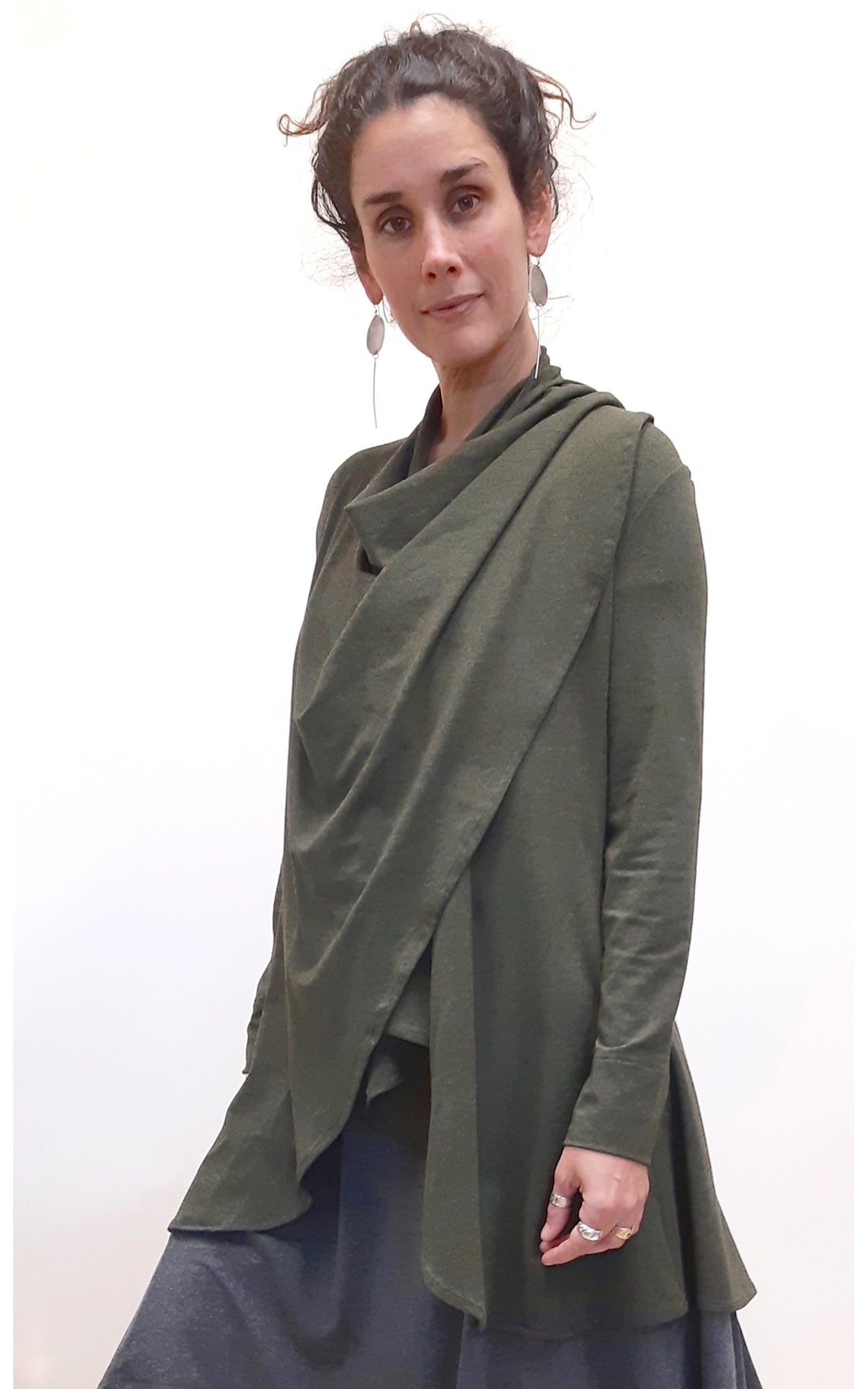 Bamboo Princess Wrap Cardigan Heather Forest Green