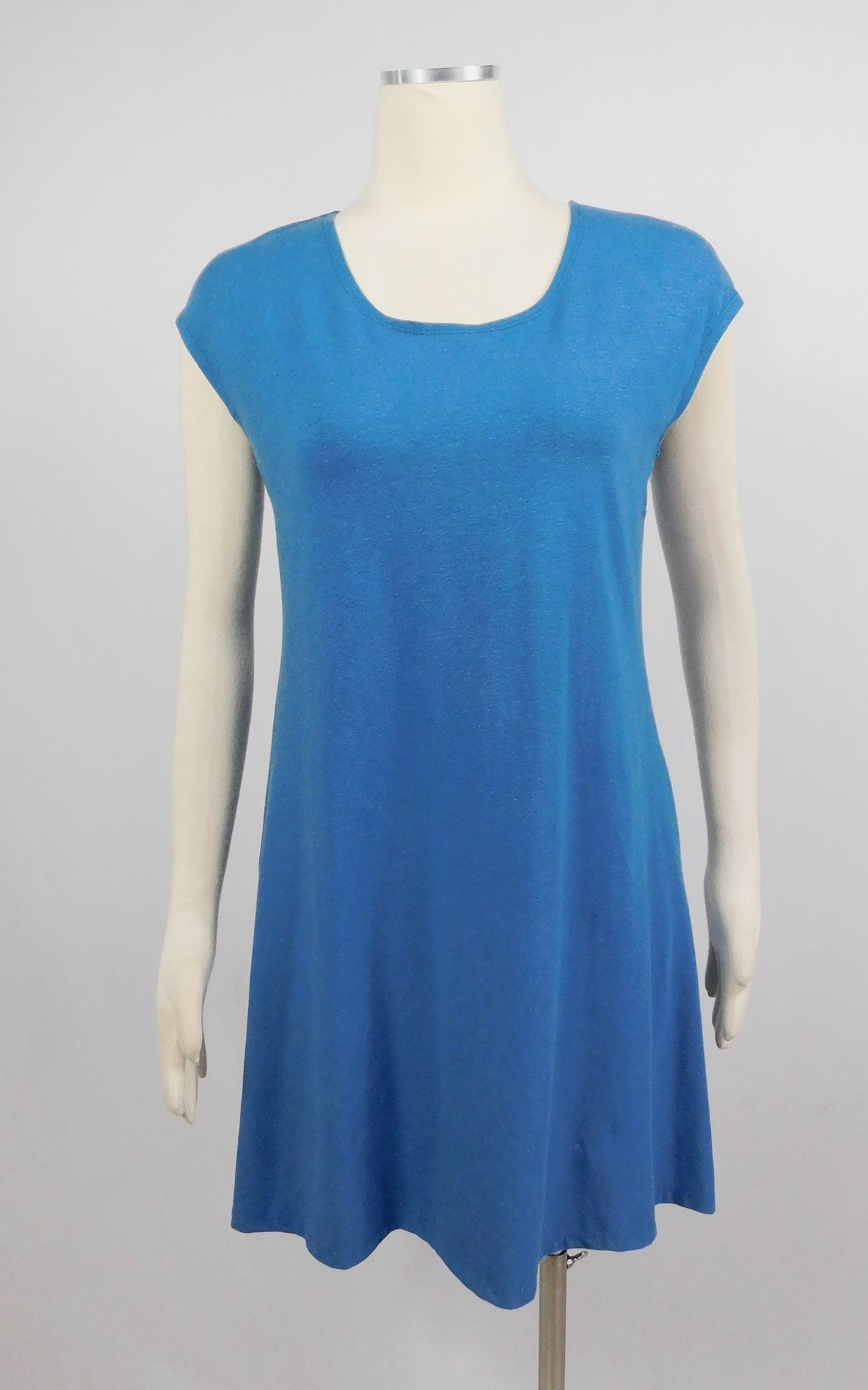 Hemp Organic Cotton Cap Sleeve Tunic w/Pockets Stellar Blue