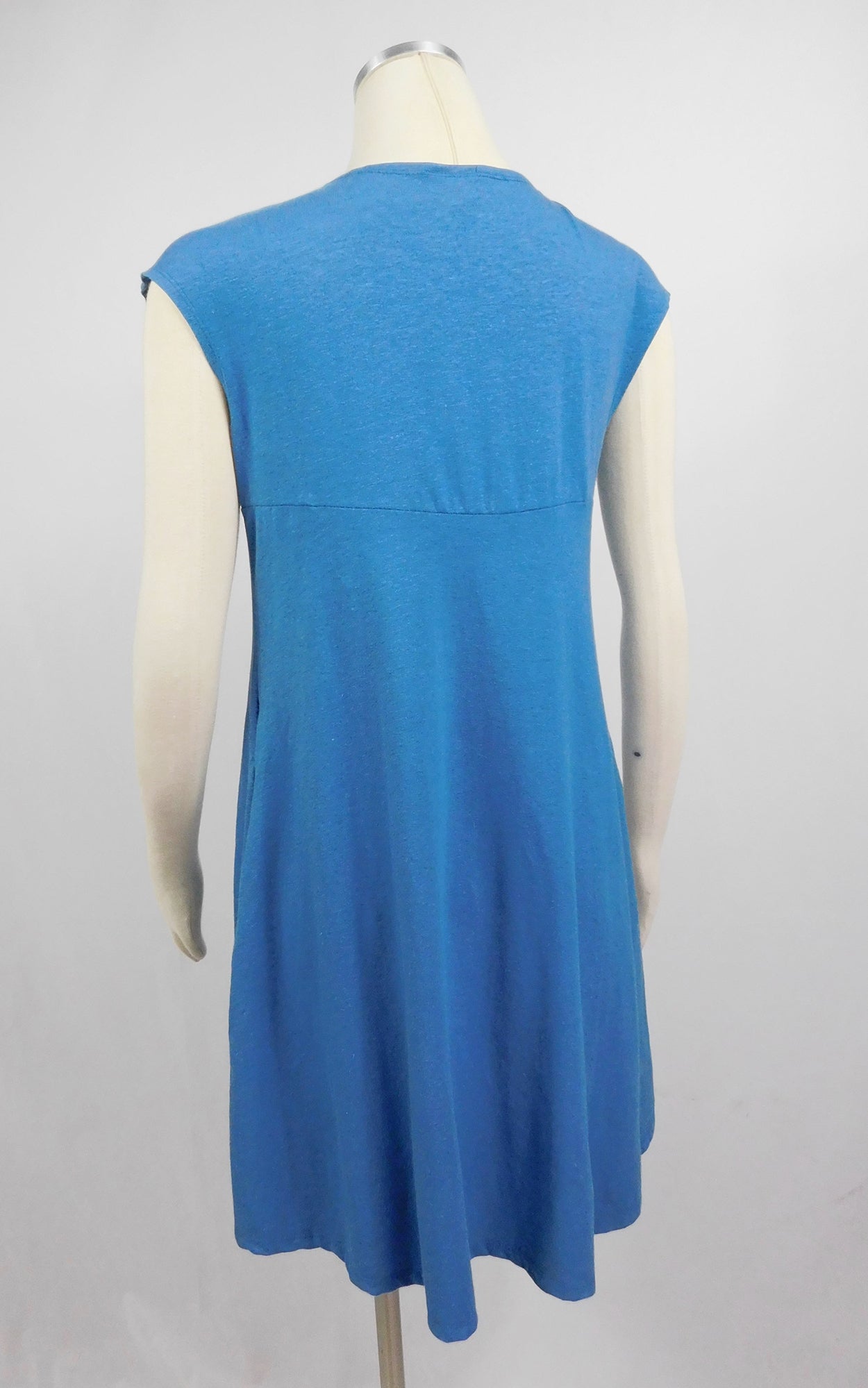 Hemp Organic Cotton Cap Sleeve Tunic w/Pockets Stellar Blue