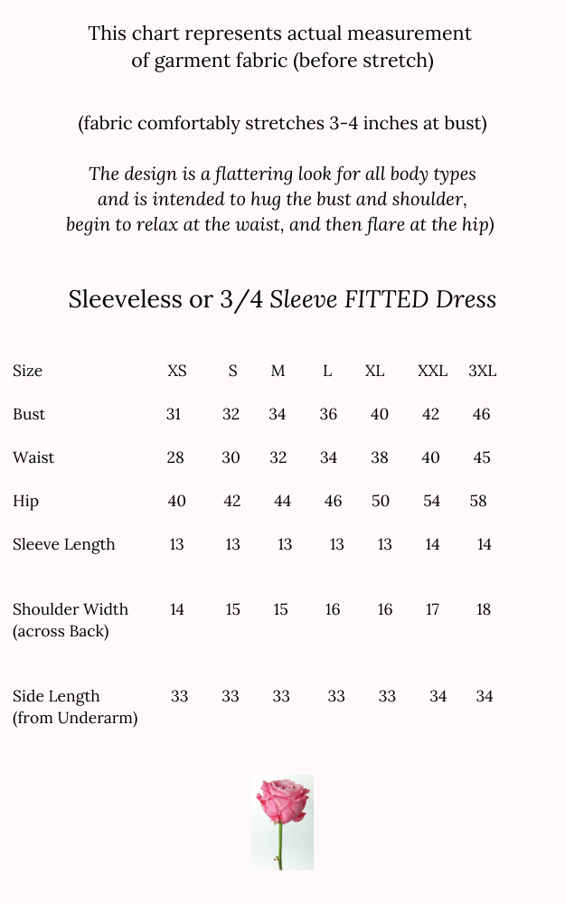 Hemp Organic Cotton Fitted Tank Dress 3/4 Sleeve Black S & 3XL