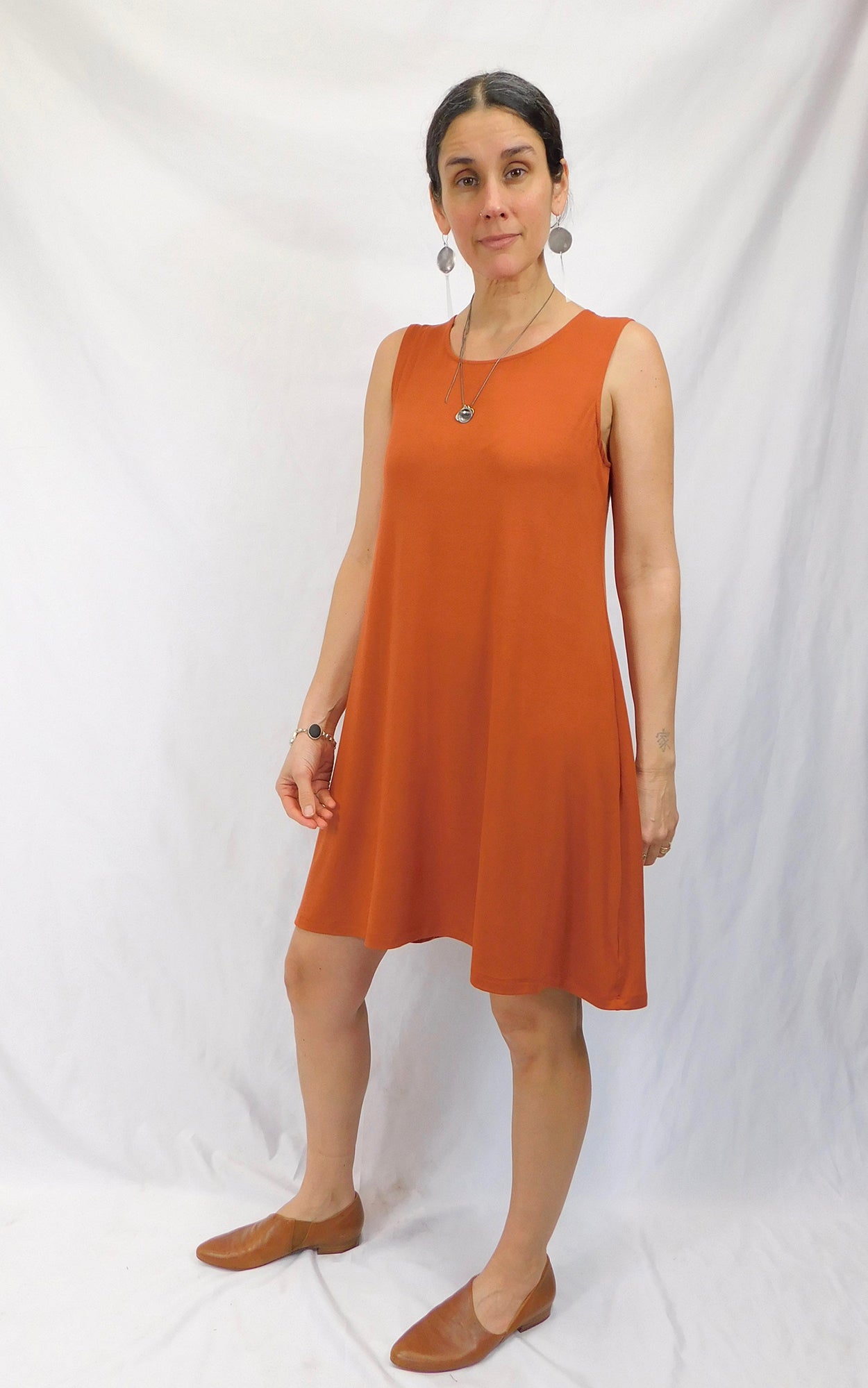Bamboo Sleeveless Tunic Dress Orange