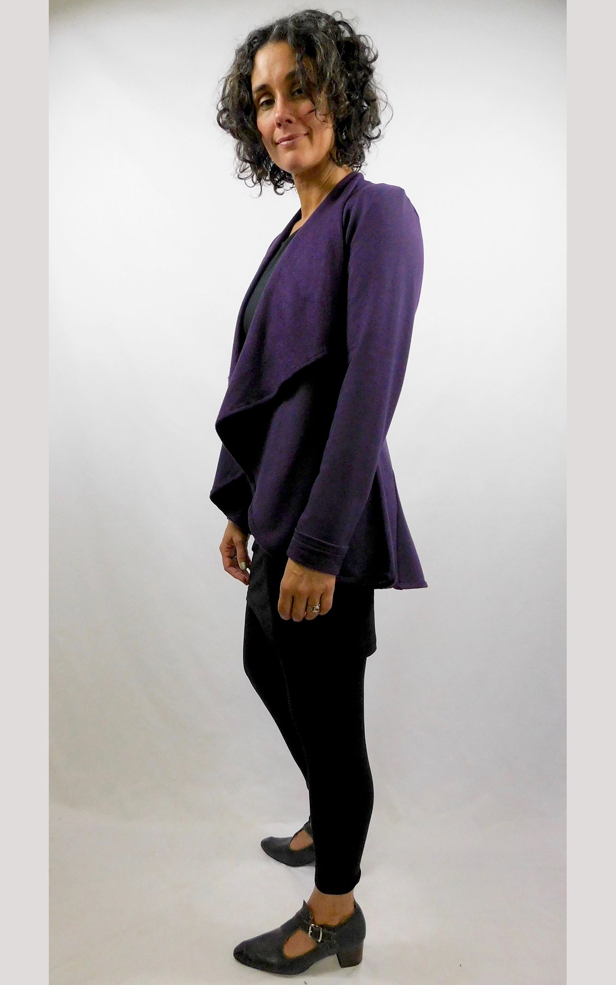 Bamboo Fleece Short Panel Back Jacket plum medium