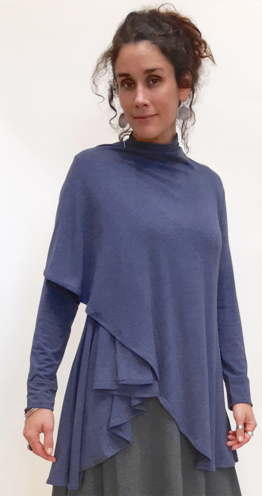 Bamboo Princess Wrap Cardigan Heather Lake Blue - 3XL