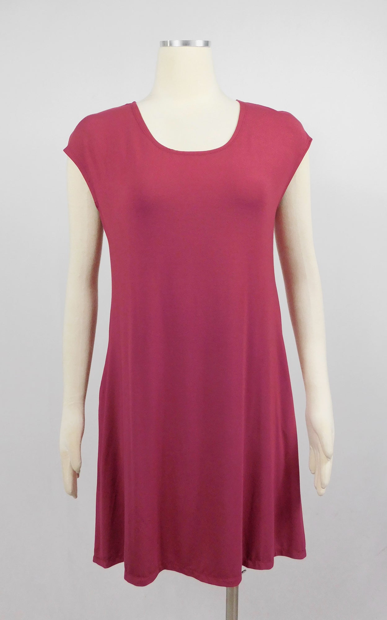 Bamboo Cap Sleeve Tunic w/Pockets Wine