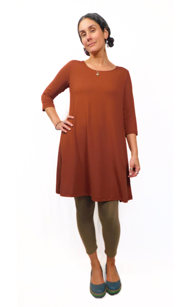 Bamboo Long Tunic Top - Chestnut