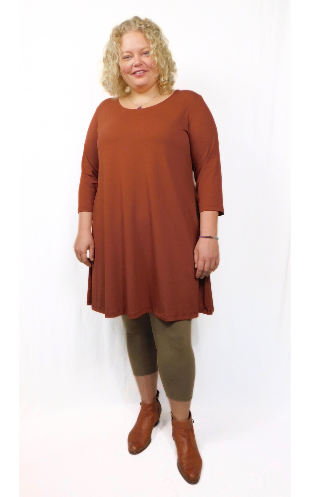 Bamboo Long Tunic Top - Chestnut