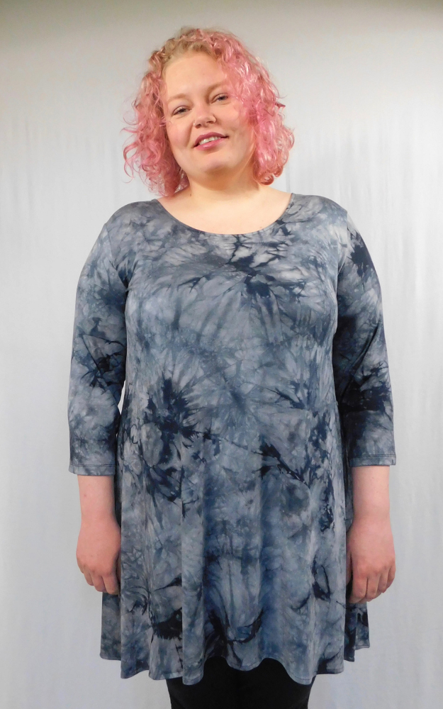 Bamboo Tie Dye 3/4 Sleeve Tunic Top - Nutmeg