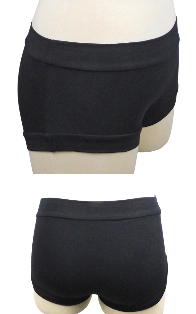 Black shorts on a mannequin against a white background