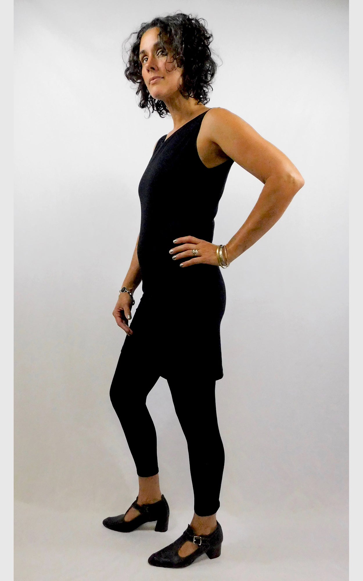 Black Slim Dress & Tights Set