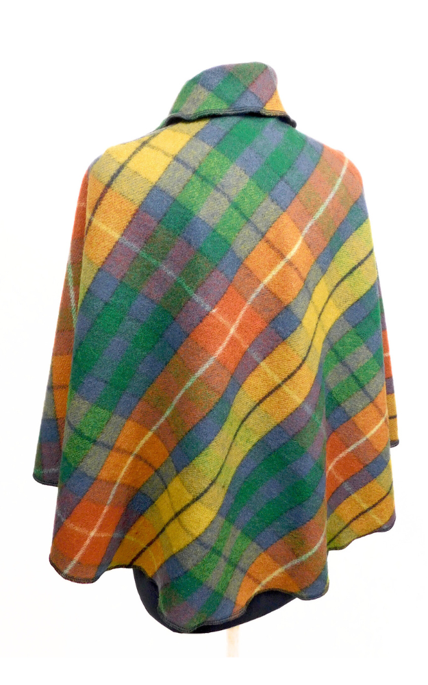 Merino Wool Tartan Cape Jacket - Antique Buchanan - Design Studio - Size S/M