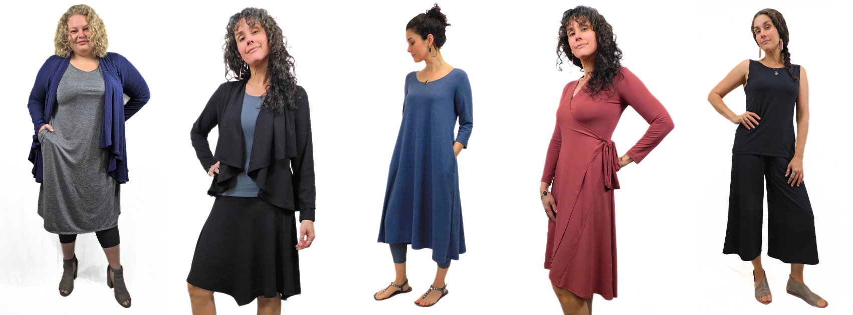 Collection Picture of Models wearing Wraps, Dresses, Skirts, Pants, T-shirt