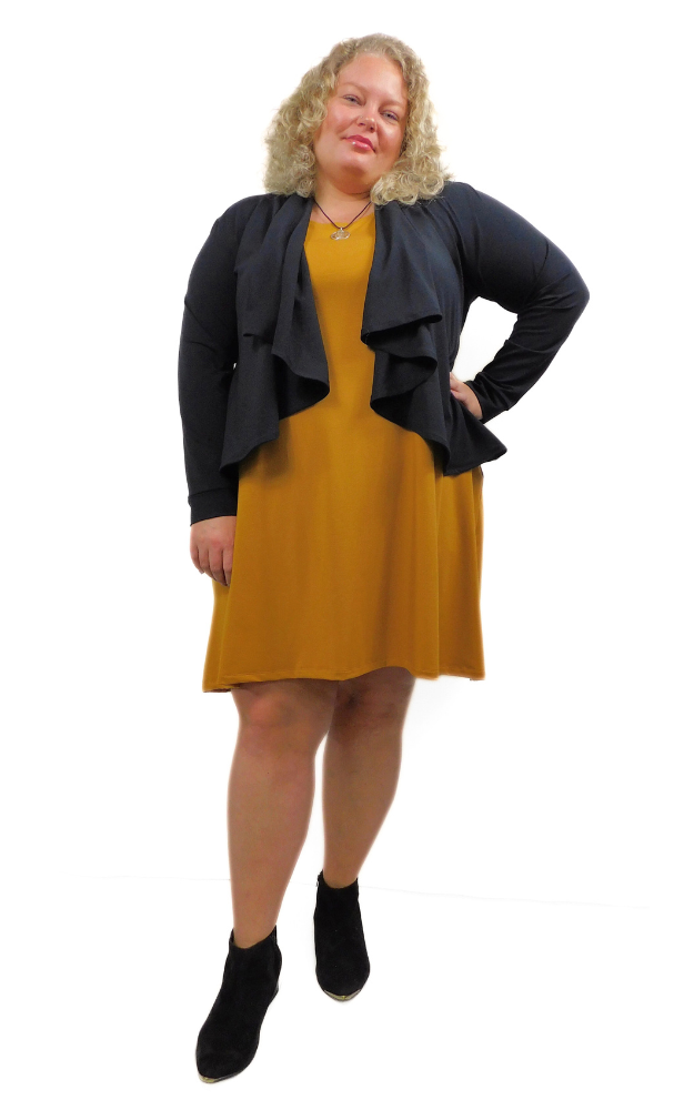 Sleeveless LONG Dress w/pockets -PLUS - Curry (Gold)