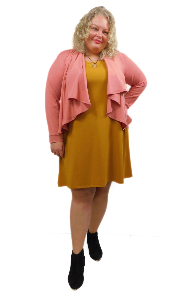 Sleeveless LONG Dress w/pockets -PLUS - Curry (Gold)