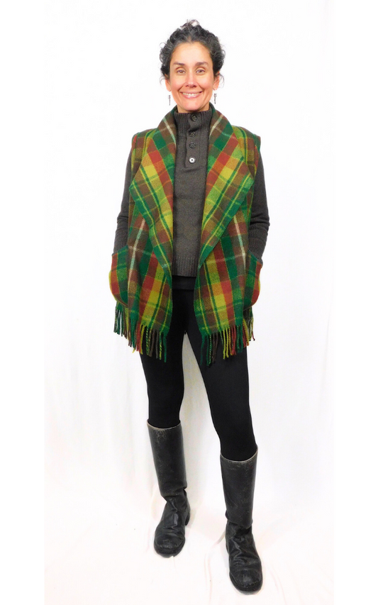 Merino Wool Tartan Vest Jacket - Canadian Rockies - Size M/L, XL/2XL