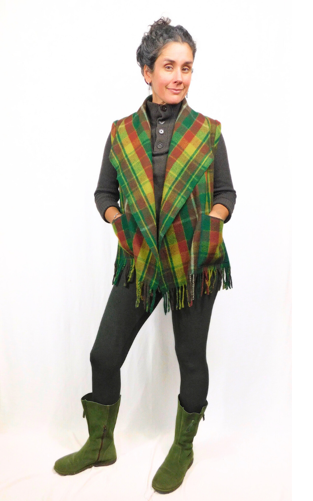 Merino Wool Tartan Vest Jacket - Canadian Rockies - Size S/M