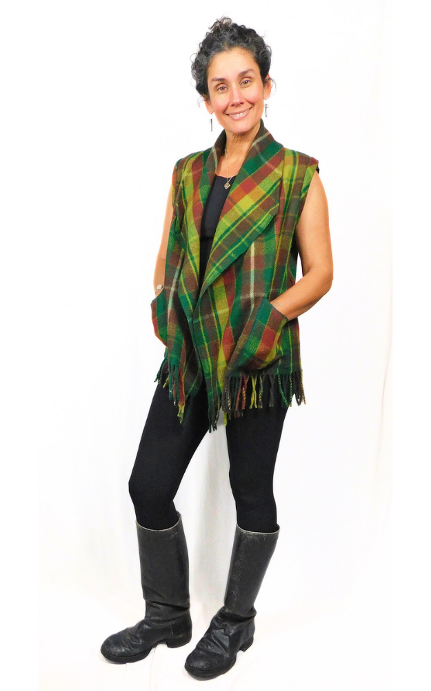 Merino Wool Tartan Vest Jacket - Canadian Rockies - Size S/M