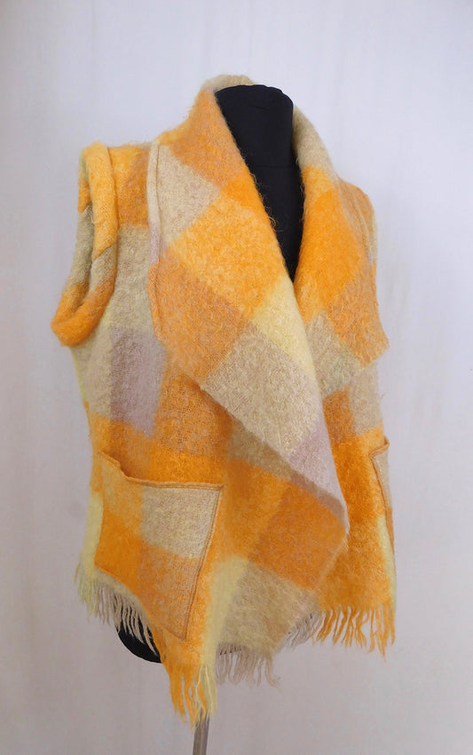 Recycled Mohair Vest - Orange/Gold - S/M