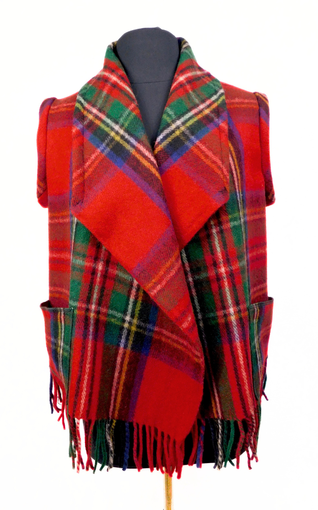 Merino Wool Tartan Vest Jacket - Royal Stewart - Size S/M