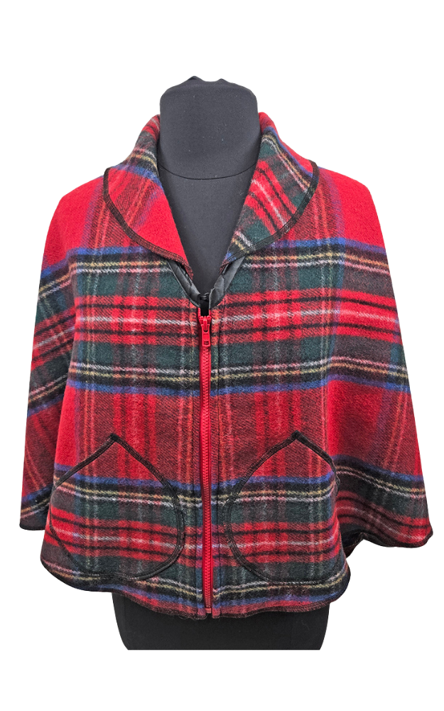 Wool Tartan Cape Jacket - Royal Stewart - Design Studio - Size S/M