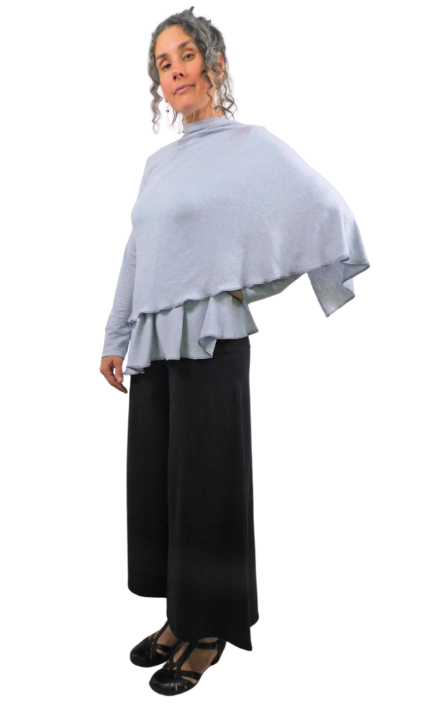 Merino Lettuce Wrap Cardigan -  Black or Grey Mix