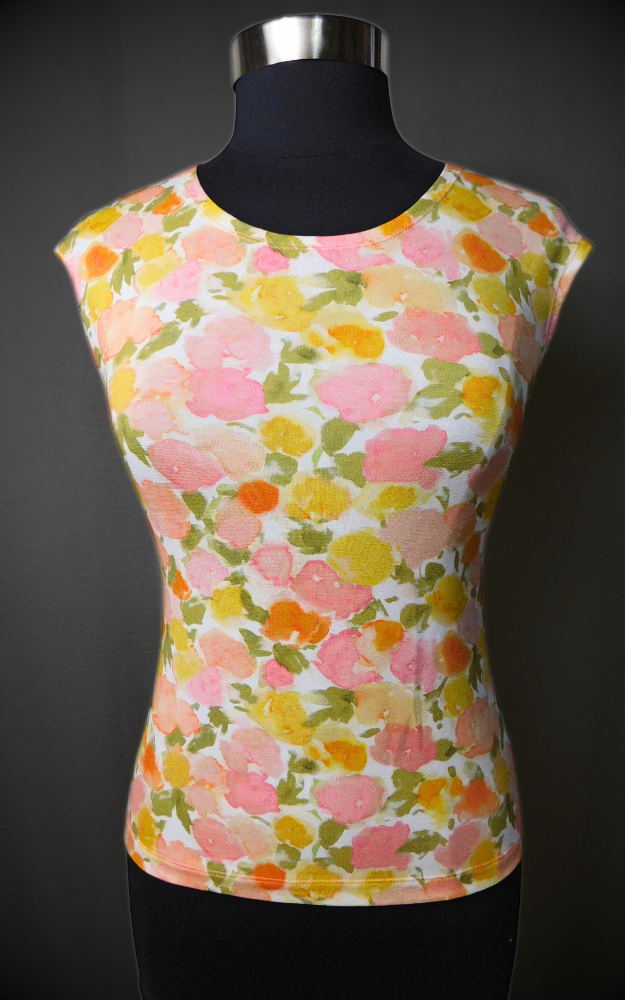 Viscose Cap Sleeve T-shirt Spring Print