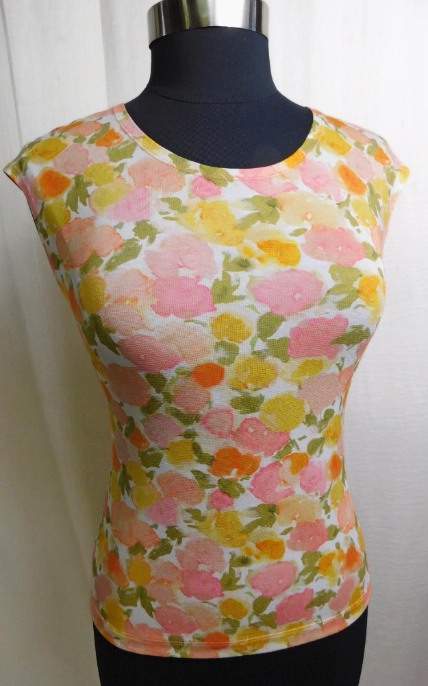 Viscose Cap Sleeve T-shirt Spring Print