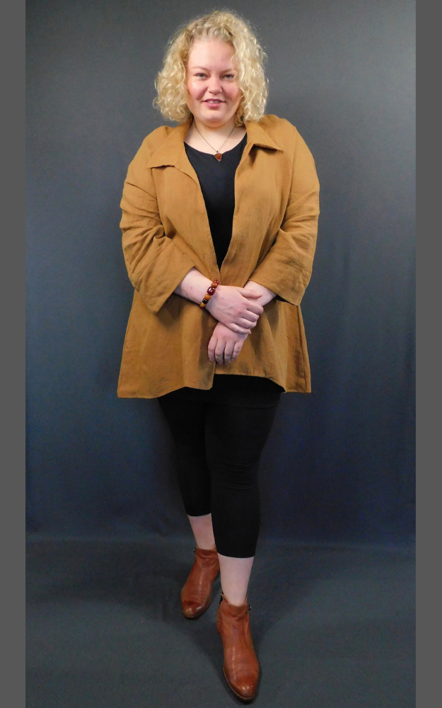 Caramel Colour 100% Linen Jacket Plus Size by Brenda Laine