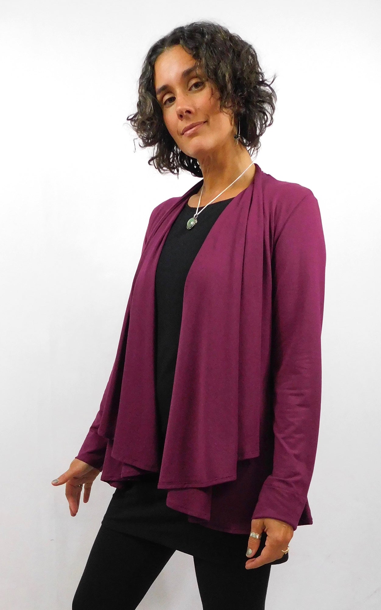 Bamboo Panel Back Wrap Cardigan Merlot (Wine)