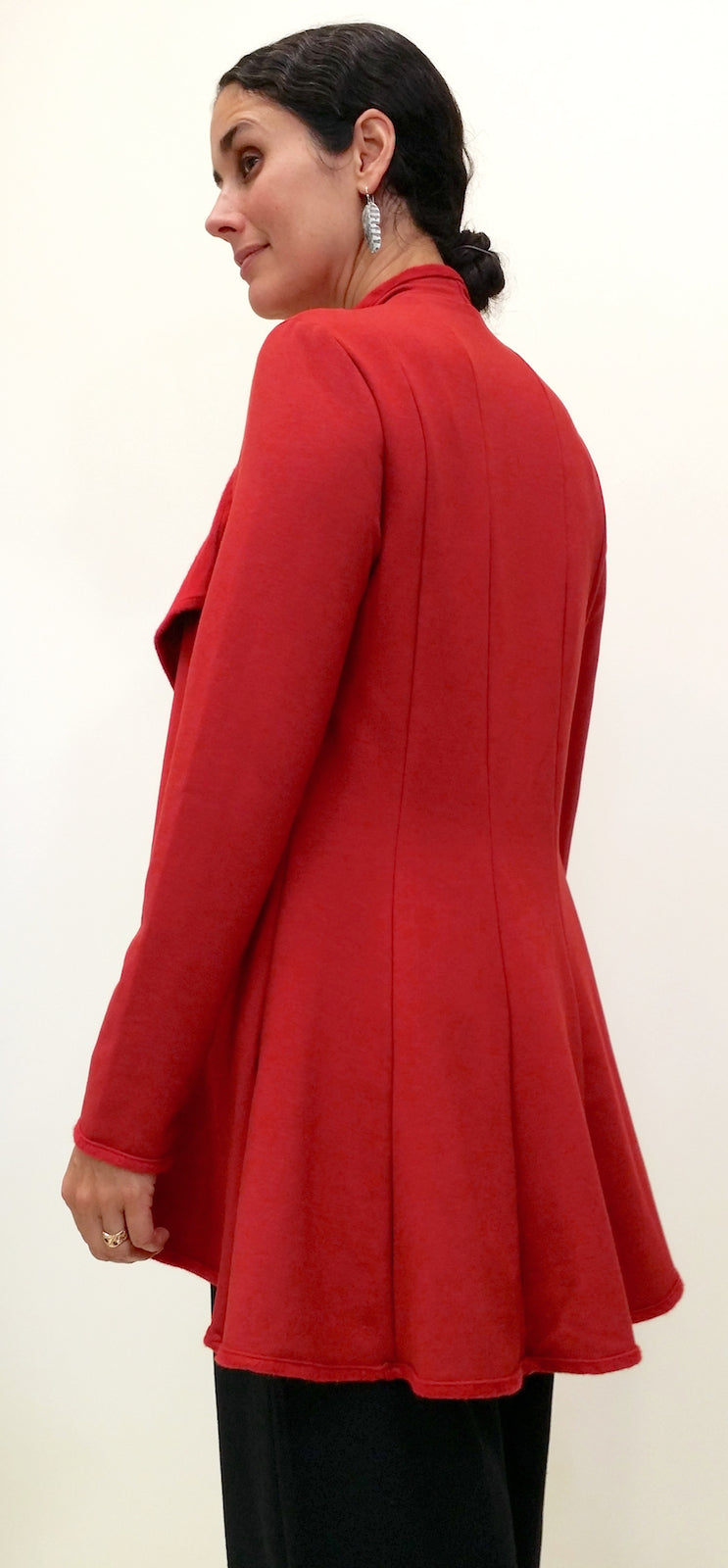 Bamboo Fleece Long Jacket red