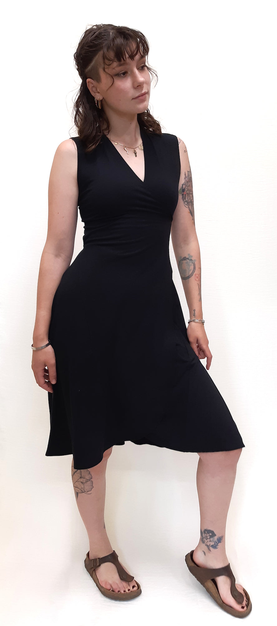 Bamboo Cotton Wrap Dress Sleeveless Black