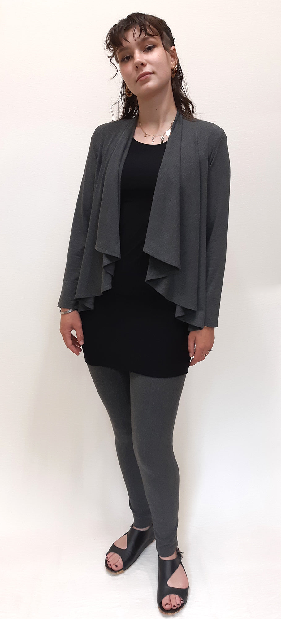 Bamboo Short Cardigan Wrap Charcoal - L only